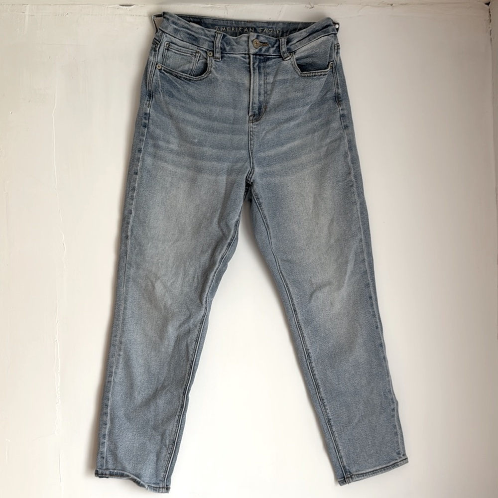 American Eagle Light Blue Short Curvy Mom Jeans